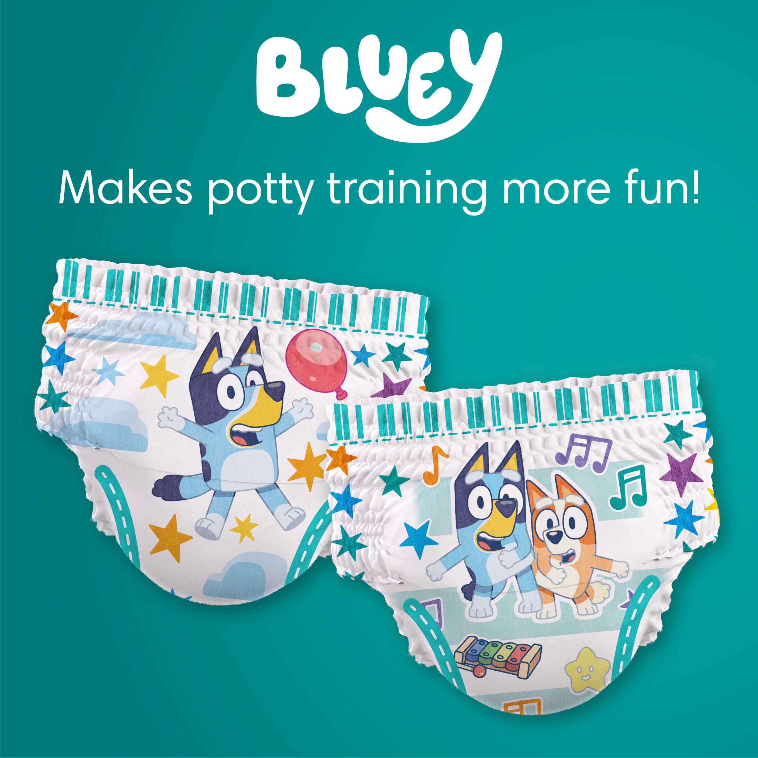 Pampers Easy Ups Girls & Boys Potty Training Pants, Size 6 (4T5T), Bluey Absorbent Training Underwear, Up to 100% Leakproof Day and Night, Hypoallergenic