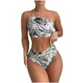thumbnail image 1 of Womens Two Piece Swimsuits One Shoulder Print Bathing Suit High Waisted Bikini Swimwear, 1 of 6