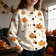 thumbnail image 2 of Halloween Girls Knitted Sweater Cardigan Pumpkin Print Stylish Fall Long Sleeve Button Down Casual Tops, 2 of 5