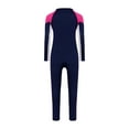 thumbnail image 2 of YONGHS Kids Girls One Piece Rash Guard Swimsuit Long Sleeve Water Sport Surfing Diving Swimwear Navy Blue 5-6, 2 of 7