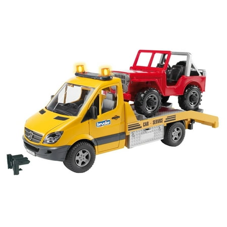Bruder Toys MB Sprinter Tow Truck with Cross Country Vehicle, Light/Sound Module