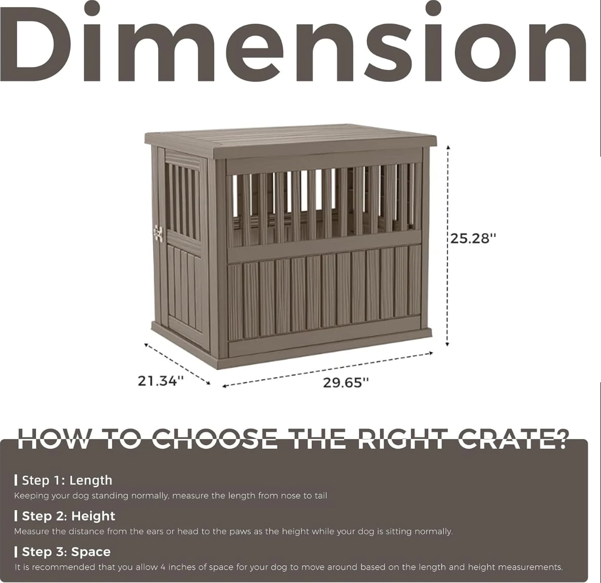 30x21x25in Heavy-Duty Resin Dog Crate for Large Dogs – Weatherproof, Ventilated, Lockable Door Indoor/Outdoor Portable Kennel (Light Coffee)