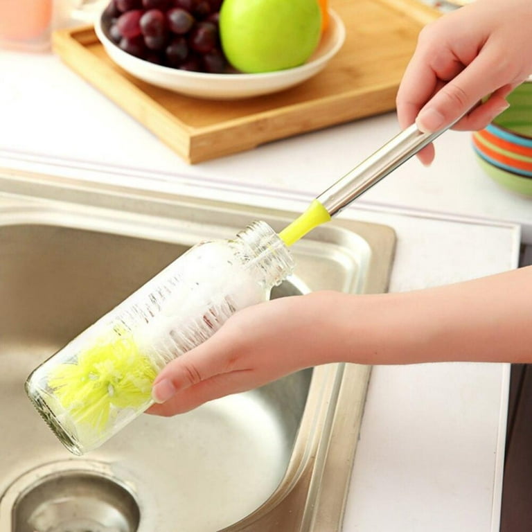Kitchen Cleaning Brush L-shaped Coffee Tea Glass Cup Baby Bottle Brush  Hangable Wooden Handle Cleaner dish brush
