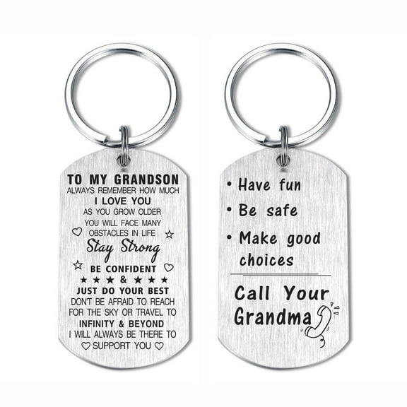 DEGASKEN Grandson from Grandma Keychain, Unique Birthday Christmas Graduation Gifts
