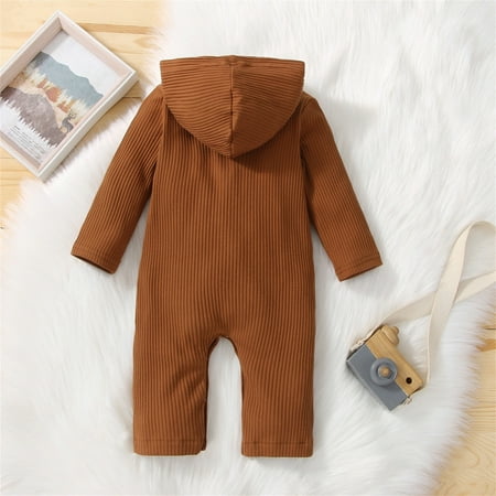 

Quealent Boy Outfits Baby Romper Long Sleeve Solid Cable Knit Sweater Jumpsuit One-Piece Outfit for Boys and Girls Coffee 2-3 Years