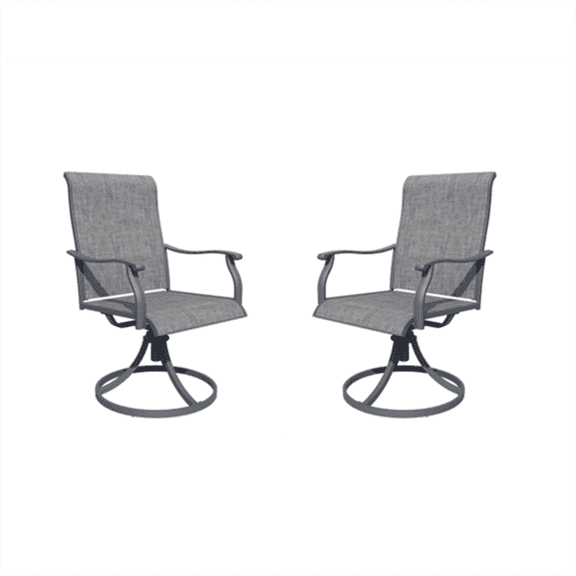 MEOOEM 360° Swivel Outdoor Patio Chairs Set of 2, Grey Textilene Fabric & Metal Frame Patio Swivel Rocker Chairs 450LBS for Outside, Porch, Lawn