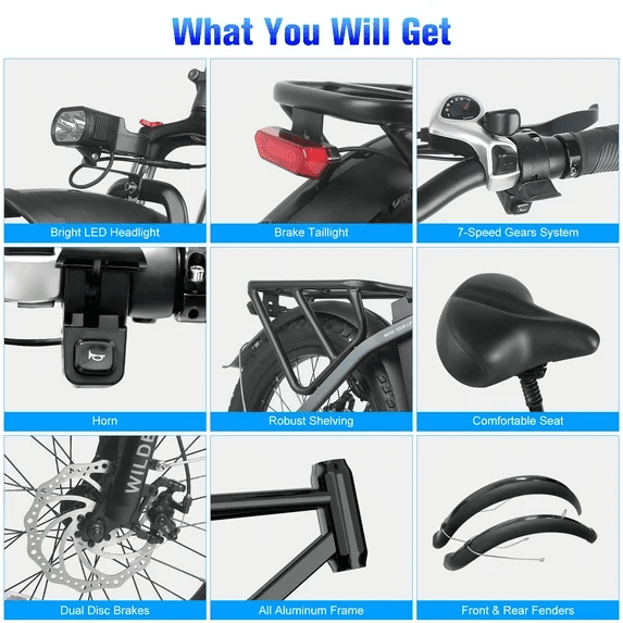 WILDEWAY Dual Motors 2600W Electric Bike for Adult 26'', UL2849 48V 30AH Removable Battery E-mountain bike 4.0 Fat Tire up to 32MPH Long Range Off-road Ebike Beach Dual Hydraulic&Brakes Bicycle