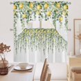 thumbnail image 4 of 3 Pieces Swag Kitchen Curtains Set, Eucalyptus Lemon Valance Swag & Small Window Tier Curtain 24 Inches Long, Sage Green Plant Leaf Yellow Fruit 56" x 36" Valance Topper Drapes for Cafe/Bedroom, 4 of 9