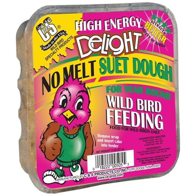 C&S High Energy Delight No Melt Suet Dough, Suet Cakes for Wild Birds Including Woodpeckers, Nuthatches, Chickadees and More, Pack of 8