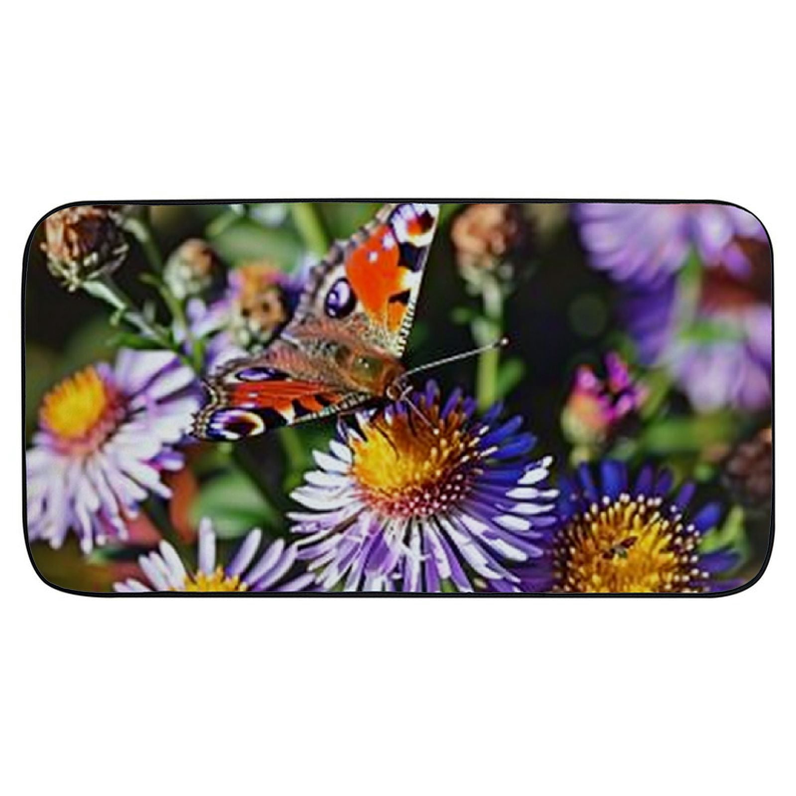 PHYHOO Doormat Floor Rug/Mat - Nature Flower Plant Summer Garden Butterfly ﻿Decorative Door Mat, Door Mat with Non-Slip Rubber Backing, Easy Cleaning, Traps Dirt, Rug for Entry, Patio
