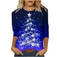 thumbnail image 2 of Holiday Gifts! Titcea Christmas Shirts for Women 3/4 Sleeve Crewneck Glitter Xmas Tree Print Pullover Christmas Sweaters 2024 Fashion Casual Tops, 2 of 4