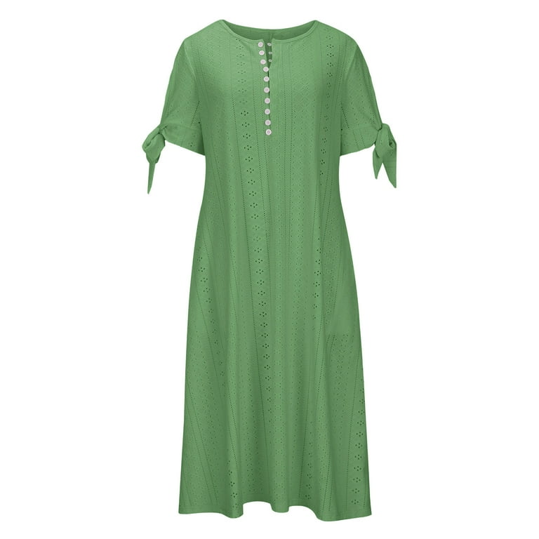 green eyelet midi dress Bianca Green Eyelet Dress M