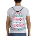 thumbnail image 2 of Bingfone Pink Striped Flamingo Drawstrings Backpacks Bags For Men Women Gym Drawstrings Bag, 2 of 9