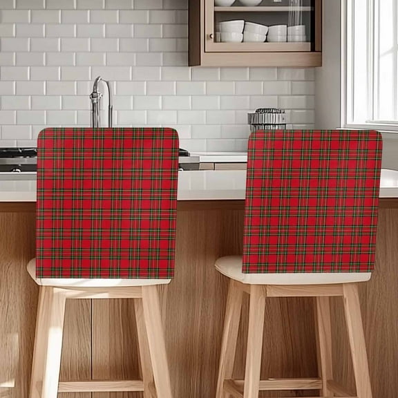 Christmas Red Chair Covers Set of 4 and Green Buffalo Plaid Chair Back Covers Stretch Removable Washable Slipcovers Protector for Dining Room Kitchen Party Decor
