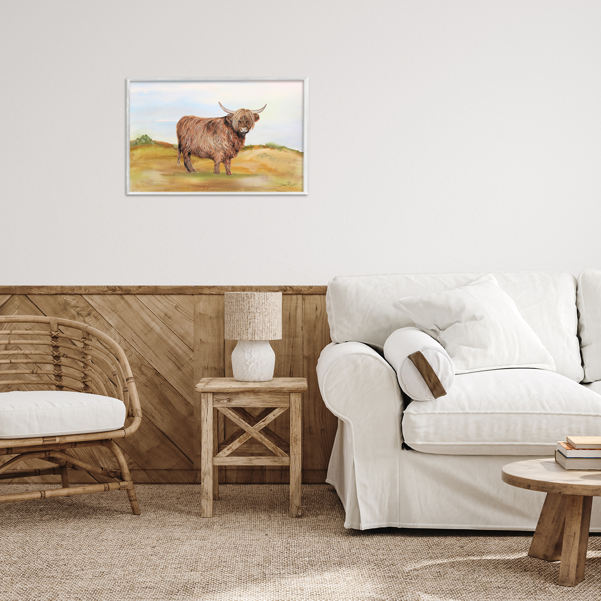 Farm Animal In Pasture White Framed Giclee Art, design by Jean Plout