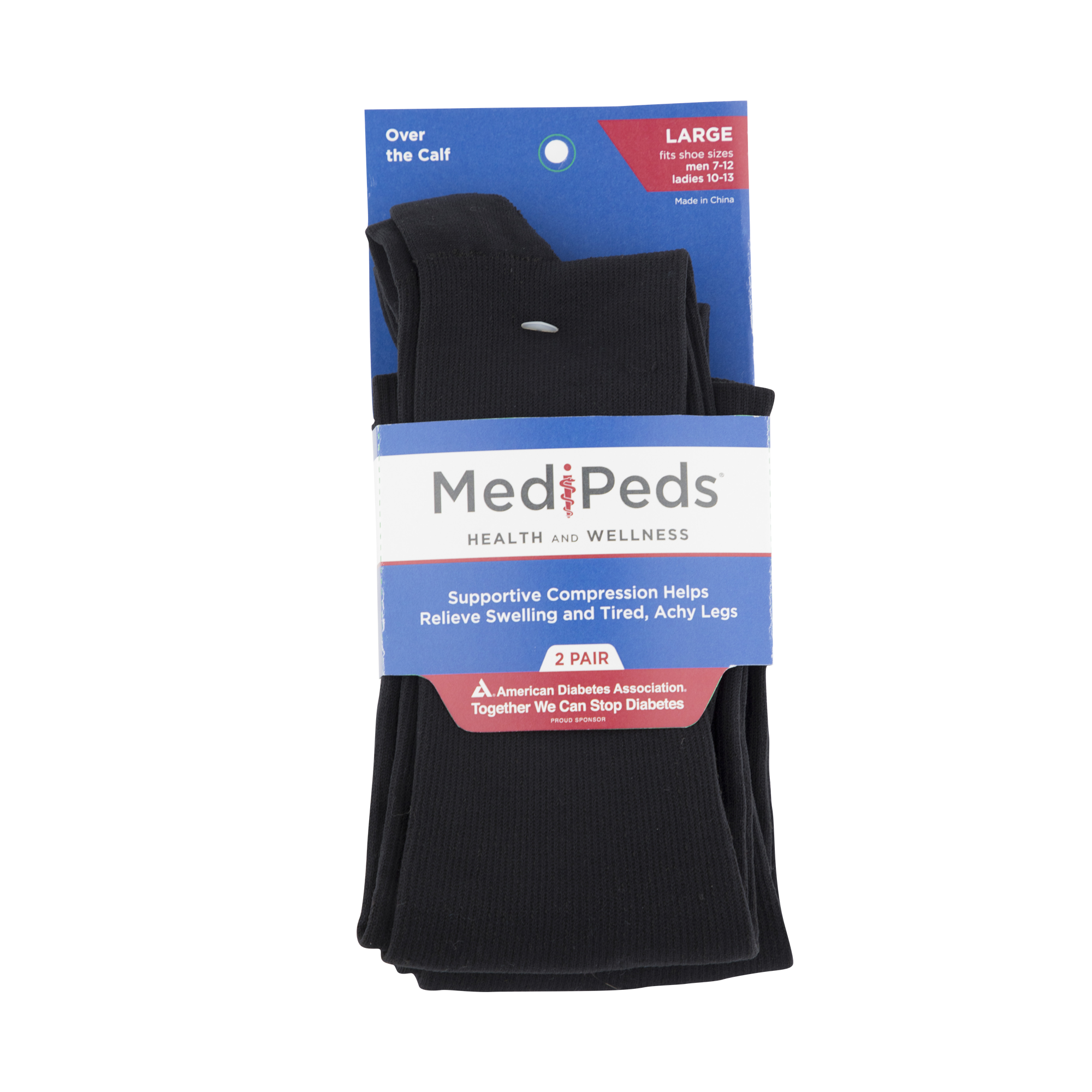 MediPeds Diabetic Supportive Compression Socks, Large, 2 Pack - Walmart.com