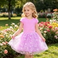 thumbnail image 5 of xfsWaSs Toddler Dresses Girls Summer Short Sleeve Tutu Dress Bow Print Birthday Princess Party Dresses Little Kids Sundress 7-8 Years, 5 of 9