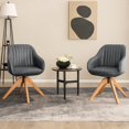 thumbnail image 2 of Giantex Set of 2 Swivel Dining Chairs, Side Chair w/Curved Back & Solid Wool Legs, Upholstered Dining Accent Chairs, Gray, 2 of 8