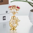 thumbnail image 2 of Matashi 24K Gold Plated Flower in Vase; Valentine's Day Gift for Wife or Her; Decorative Butterfly and Red Crystals Tabletop Ornament, 2 of 7