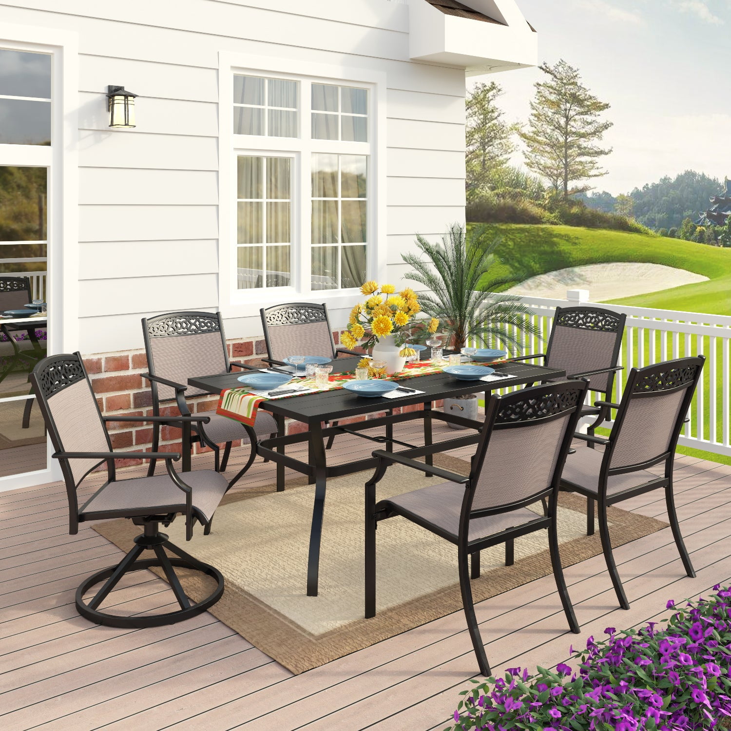 MF Studio Modern 7 Pieces Patio Dining Sets of 4 Pieces Dining Chairs