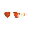 thumbnail image 2 of 1.0 Ct Heart Cut Studs Red Crystal 14K Rose Solid Gold Everyday Dainty Earrings Push Back, 2 of 7