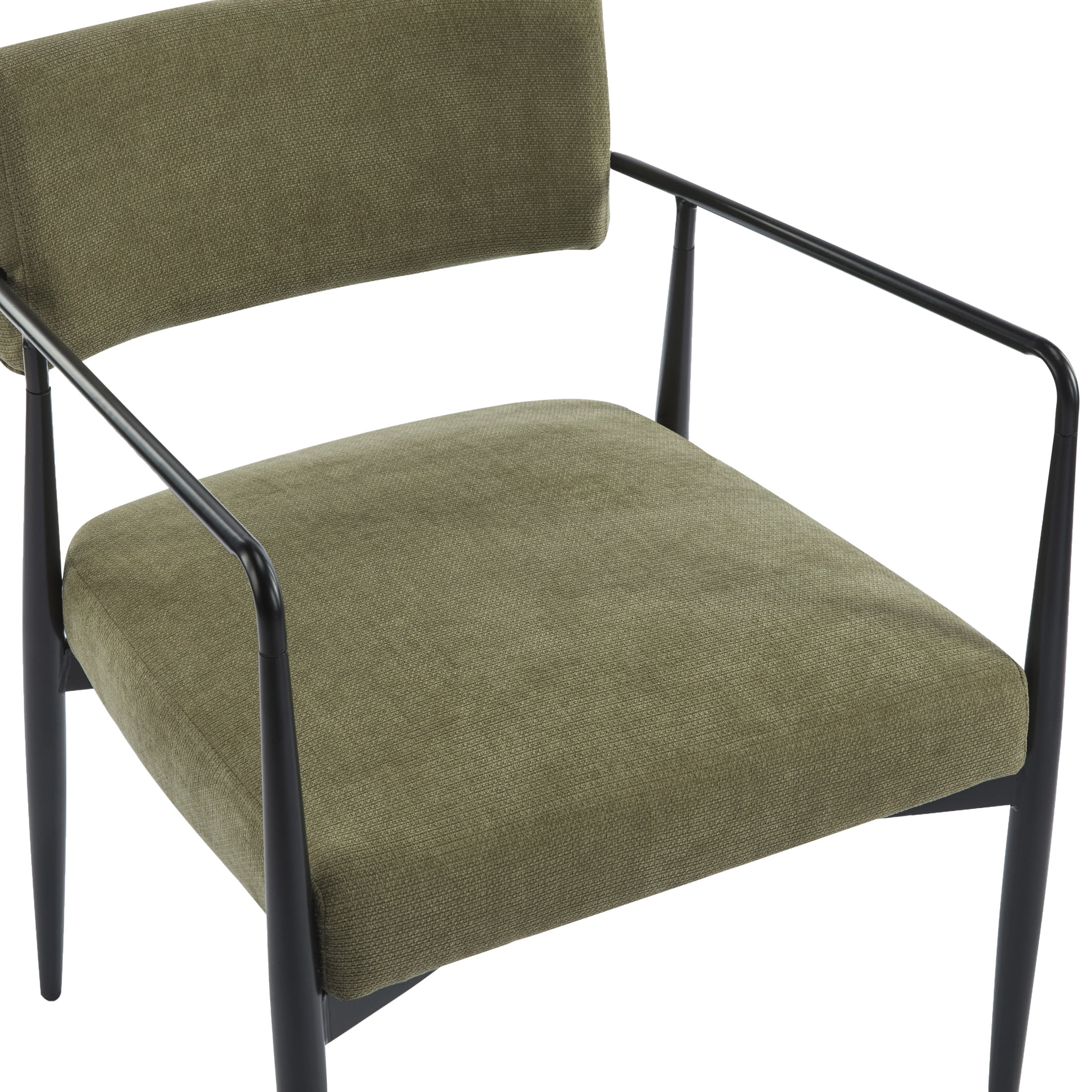Christopher Knight Home Industrial Upholstered Armchair with Black Metal Frame, Olive Green, Set of 2
