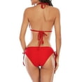 thumbnail image 4 of Zando Women's String Bikini Bathing Suit Two Piece Swimsuit Thin Strap Top Side Tie Bottoms Triangle Bikini Set Red XL, 4 of 7