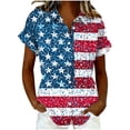 thumbnail image 2 of Mifsaly Short Sleeve Button Down Shirts for Women Lapel Collar V Neck Blouses Patriotic Hearts American Flag Print Independence Day Tops 2026 XXL, 2 of 6