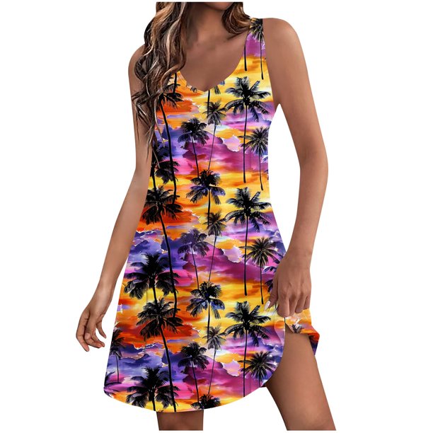 Vestidos de Verano con Cuello en V para Mujeres 2025 Casual con Bolsillos Boho Beach Camisetas Vestido Tanque Suelto
