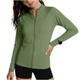 thumbnail image 5 of Womens Lightweight Sun Protection Shirts Full Zip Long Sleeve Sun Protection Athletic Jackets Army Green S(S), 5 of 7