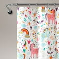 thumbnail image 4 of Lush Decor Unicorn Rainbow and Heart Pattern Kids Print Machine Washable Polyester Shower Curtain, 72x72, Navy/Multi, Single, 4 of 7