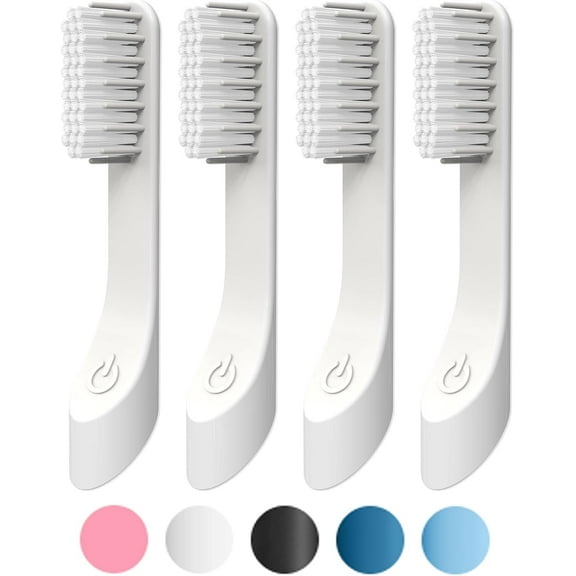 Toothbrush Replacement Heads for Quip - 4-Count Gentle Bristle Adult Electric Brush Upgrades, Classic (White)