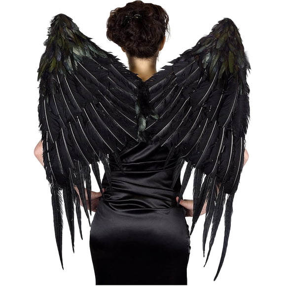 ZUCKER Large Gothic Vixen Style Maleficent Inspired Black Angel Feather Wings