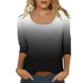 thumbnail image 1 of aidice Tops for Women Round Neck 3/4 Length Sleeve Comfy Fitting Shirts Gradient Color Tee Shirts, 1 of 9