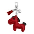 thumbnail image 2 of Leather Horse Bag Charm, Cute Animal Love Tassel Keychain Pendant for Purse Handbags Bag Accessories Mini Horse Gifts for Friends Lover (Wine), 2 of 6