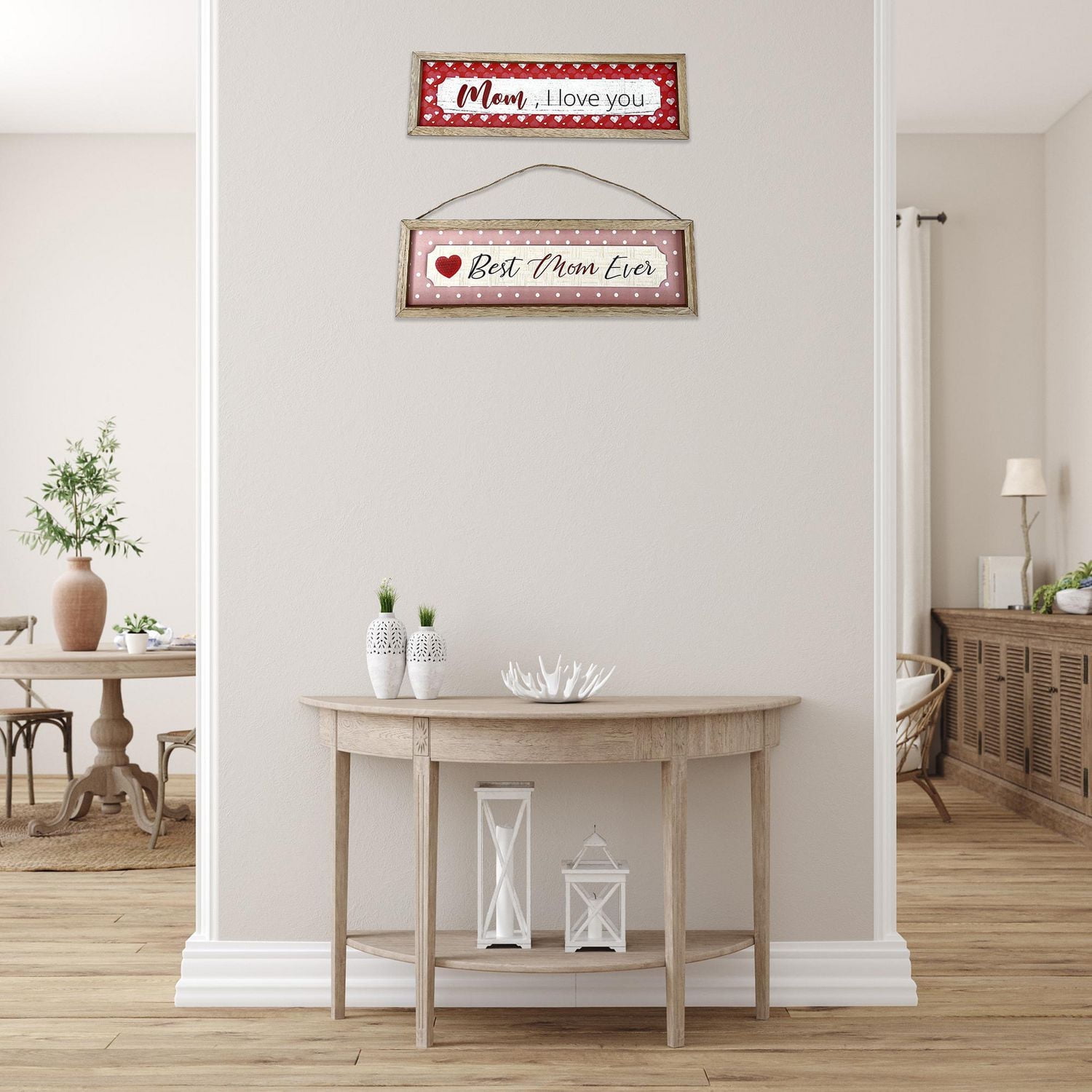 IH Casa Decor Framed Wooden "Mom" Hangers Asstd - Set of 2