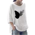 thumbnail image 1 of Camiseta holgada de manga 3/4 con cuello redondo y estampado a la moda para mujer Fridja  fjkfkj3502, 1 of 5