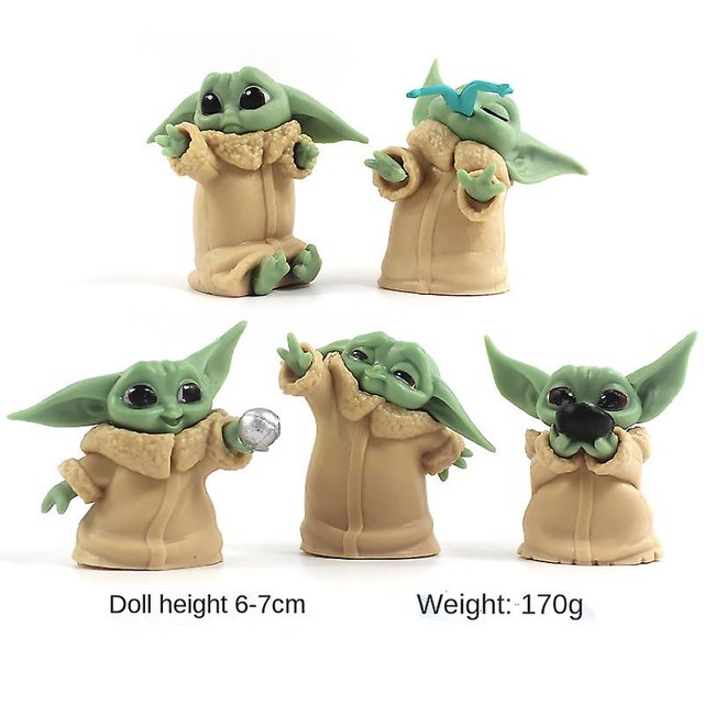 Juego de 5 figuras de anime Star Wars Yoda, juguete de acción, modelo Mandalorian, 11 Afortunado Sencillez