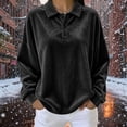 thumbnail image 2 of Dagugfen Sweatshirts for Women Velvet Fuzzy Fleece Quarter Zip Lapel Neck Comfy Breathable Soft Casual Pullover Shirts(S,Black), 2 of 5