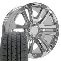 OE Wheels CV99 20 Inch Rims and Tires Fit Sierra 1500 Style 6x139.7 20x9 Chrome - Hollander 4741 - Dueler H/L Alenza 275/55-20 (Set of 4)
