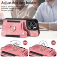 thumbnail image 5 of Ancove for iPhone 14 Wallet with Card Holder & Wrist Strap,PU Leather RFID Blocking Ring Holder Kickstand Flip Case Cover for Women Men for iPhone 14,Pink, 5 of 8