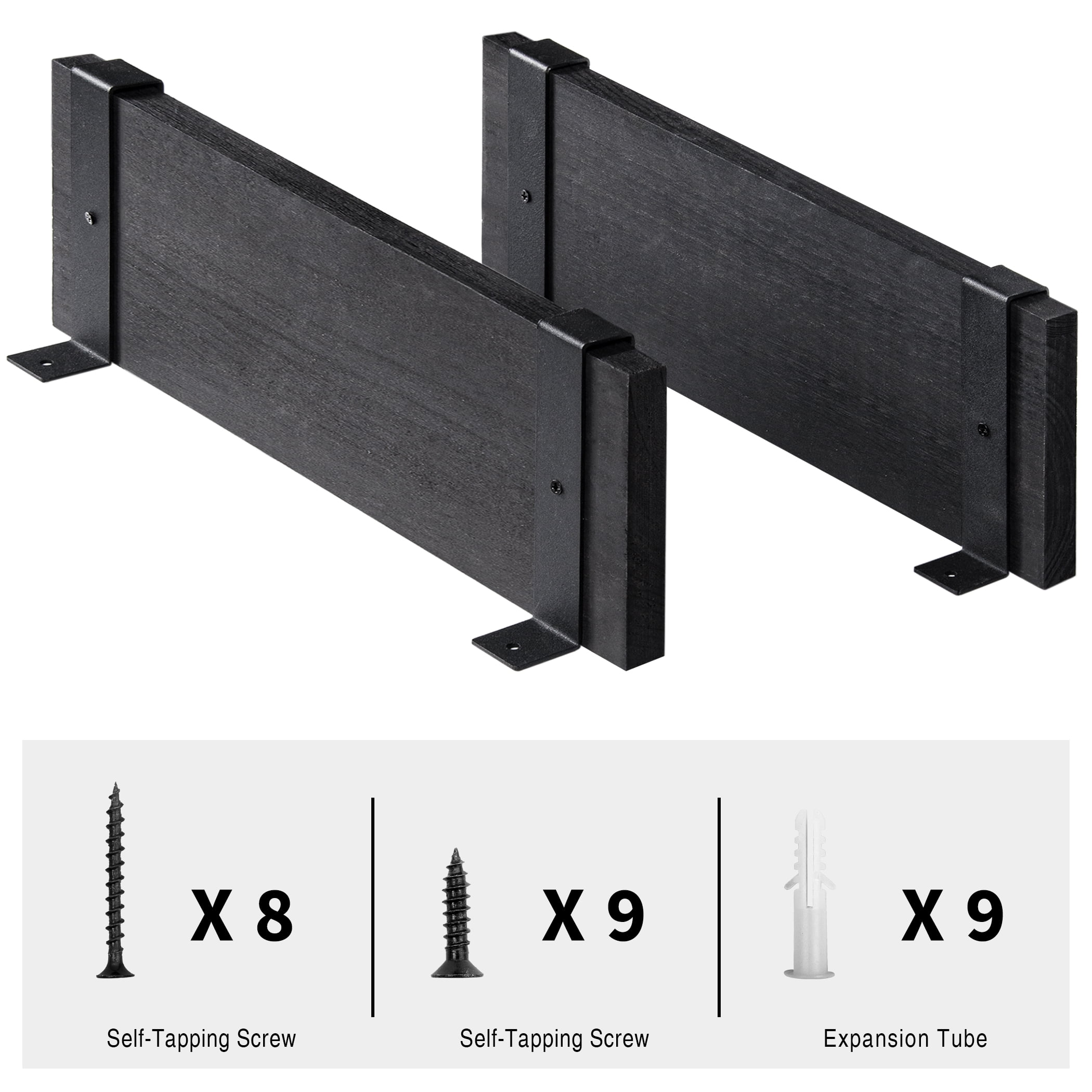 Lavievert Floating Shelves Wall Mounted Set of 2, Rustic Wood Wall Storage Shelves for Bedroom, Living Room, Bathroom, Kitchen, Office - Black