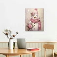 thumbnail image 2 of Creowell Snowman Wall Art Pink Snowman Prints Snowflake Posters Vintage Snowman Prints Winter Scene Pictures Winter Snow Scene Canvas Wall Art Poster Snow Scene Painting Christmas Room Decor 16x20 In, 2 of 3