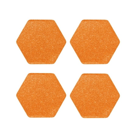 

Fuzoiu Orange Glitter2 Print Leather Coasters Set Drink Coasters Set of 4 for Tabletop Protection Durable PVC Coasters Home Décor and Housewarming Gift-Hexagon