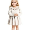 thumbnail image 2 of XinLfly Toddler Girl Knit Dress Casual Long Sleeves Solid Color Lace Back Button Sweater Dress Baby Fall Winter Outfits,White,White 8-9, 2 of 6