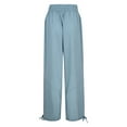 thumbnail image 5 of Dpytoraw Womens Baggy Utility Pants Summer High Waisted Wide Leg Cargo Pants With Pockets Blue, 5 of 5