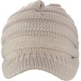 thumbnail image 2 of C.C Warm & Thick Cable Knitted Brim Visor Beanie Cap, Beige, 2 of 4
