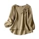 thumbnail image 1 of MHFRRA Camiseta de Manga Larga con Cuello Redondo y Bordado para Mujer, Estilo Bohemio, Holgada, Estilo Vintage, con Apliques Florales Caqui, 1 of 5