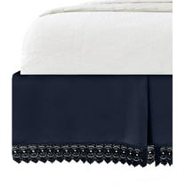 Mocassi Lace Bed Skirt 15inch Drop, 1500 Thread Count Quality, Sophisticated Design for a Vintage Look- Easy Care and Wrinkle Resistant, King, Navy