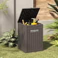 thumbnail image 2 of Nihsuao 48-Gallon Outdoor Package Delivery Box - Large Resin Storage Container with Lockable Lid, Waterproof Deck Box for Porches, Patios, Curbside, Brown, 2 of 8